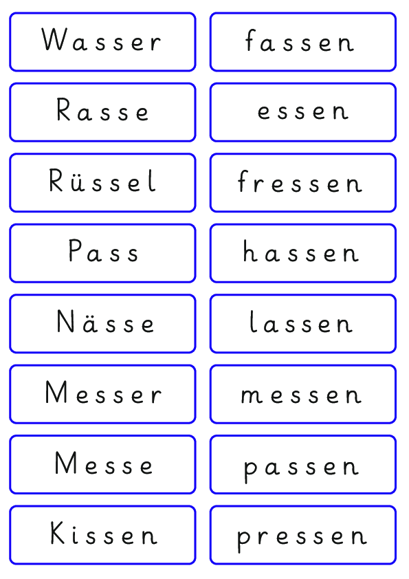 Wortkarten mit ss-Wörtern (3)
